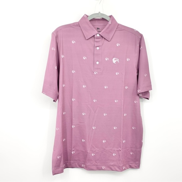 Chubya Golf Men Size Medium Polo Shirt Short Sleeve Top Purple Bird Printed - Picture 1 of 8